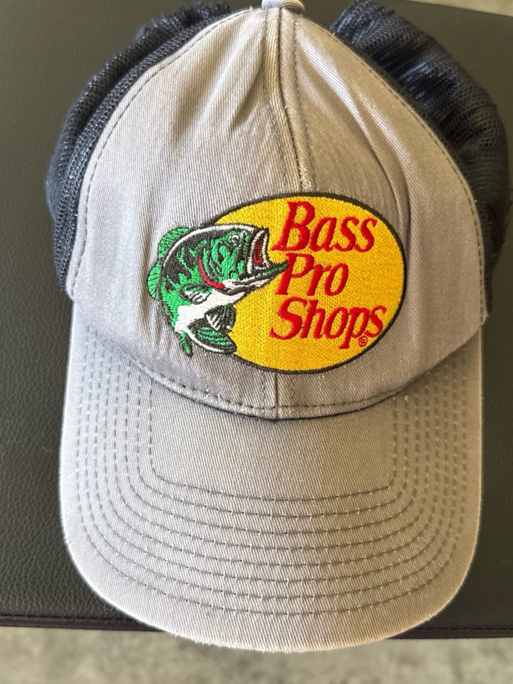 Bass Pro Shops Gray and Yellow Patch Trucker Cap